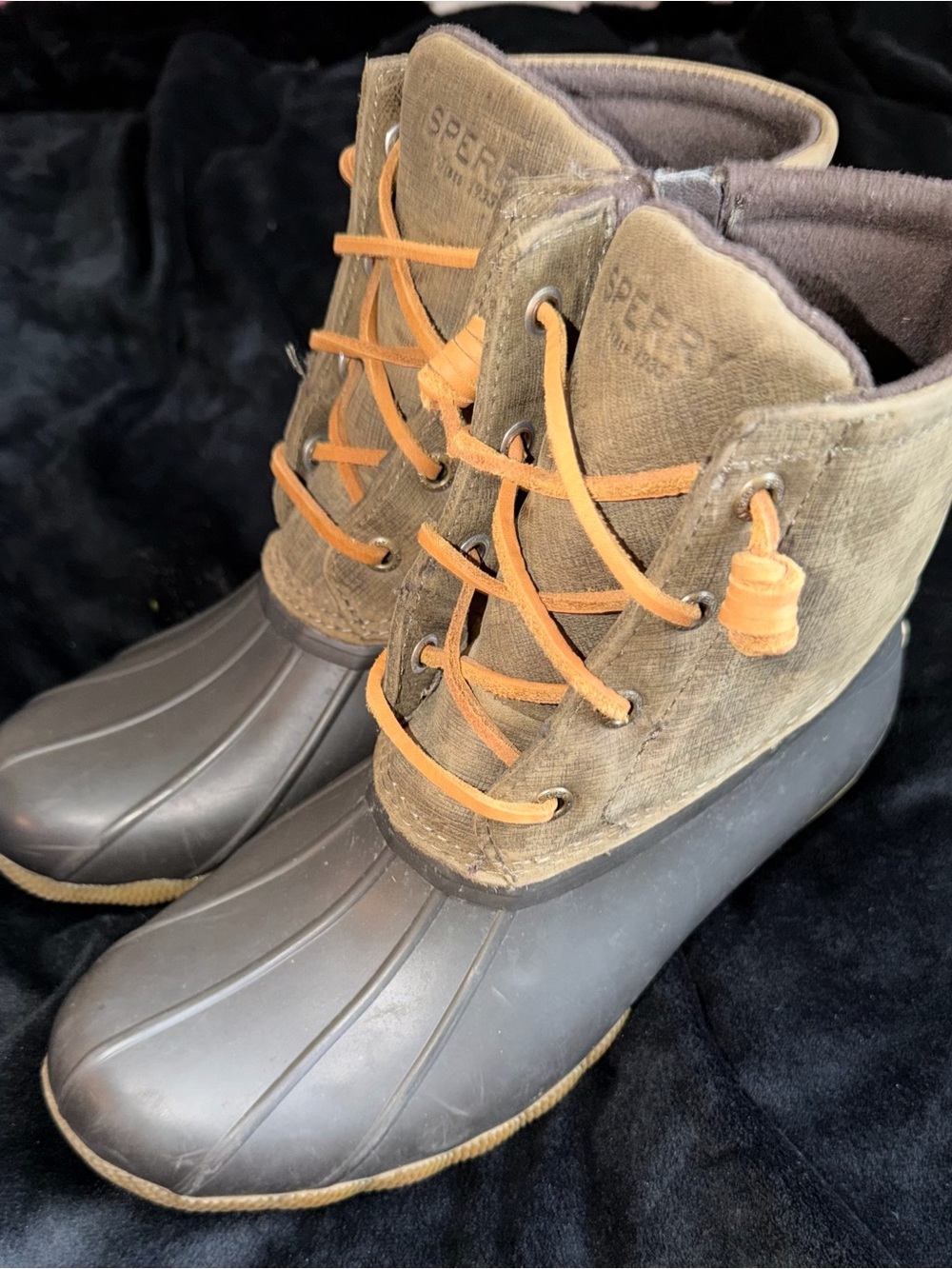 Sperry Brown and Tan Lace-Up Waterproof Duck Boots